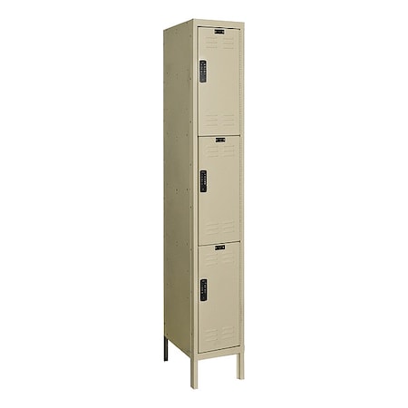 Hallowell UEL1258-3PT Wardrobe Locker, 12 in W, 15 in D, 78 in H, (1) Wide, (3) Tier, Tan