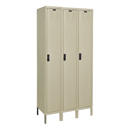 Hallowell UEL3228-1PT Wardrobe Locker, 36 in W, 12 in D, 78 in H, (1) Tier, (3) Wide, Tan