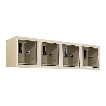Hallowell UESVP1482-4WM-PT Wall Mount Box Locker, 12 in W, 18 in D, 14 3/4 in H, (1) Tier, (4) Wide, Tan