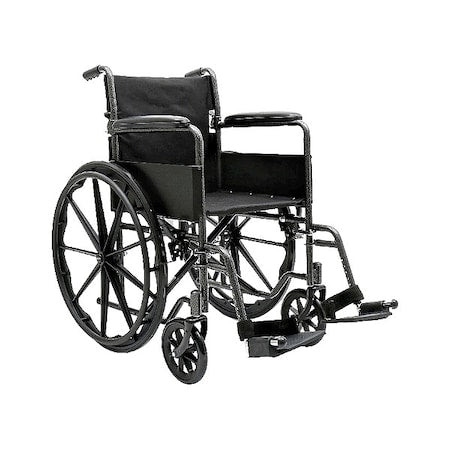 First Voice TS-10254 Wheelchair, 300 lb, 18 In Seat, Silver/Black