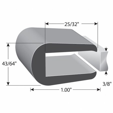 Trim-LOK X1016-100 Rubber Edge Trim, 100 ft L, 11/16 in W