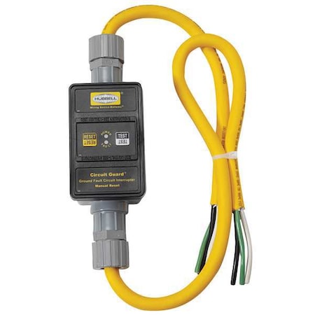 Hubbell Wiring Device-Kellems GFPST2301 Line Crd GFCI, 2 ft., Ylw, 30A, NEMA 4X, 240V