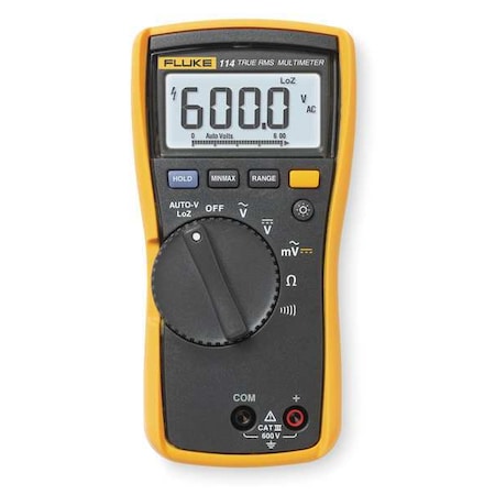 Fluke FLUKE-114-NIST-D Digital Multimeter, 600 V Max DC, 0 V Max AC, TRMS, 6,000 Instrument Counts, Backlit LCD