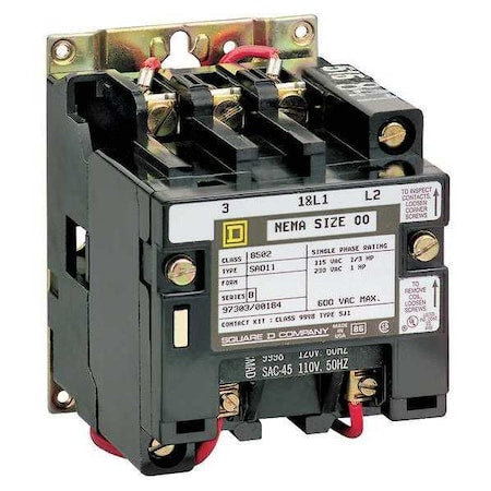Square D 8502SCO2V06 480V AC Non-Reversing Magnetic Contactor 3P 27A NEMA 1