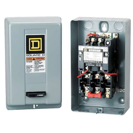 Square D 8536SDG1V08 Magnetic Motor Starter, Non-Reversing, No Auxiliary Contacts, 208V AC, 3 P, Screw Clamp