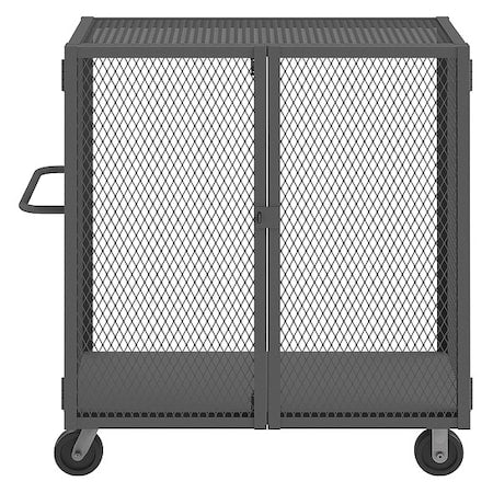 Durham MFG HTL-3048-DD-95 Dual-Latch Welded Mesh Security Cart with Fixed Shelves, 2,000 lb Capacity, 32 in W x 54 1/2 in L x