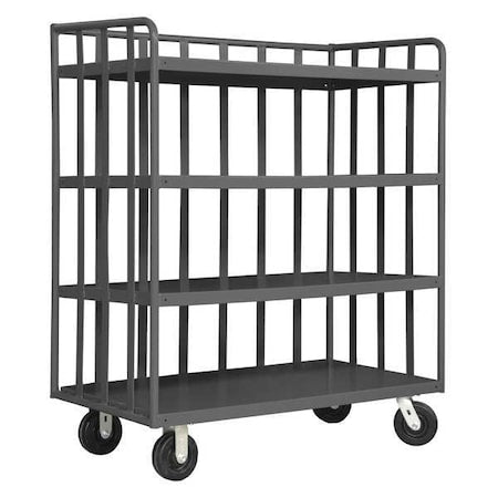 Durham MFG OPT-4830-95 Single-Side-Access Slat-Wall Metal Stock Truck, Steel, 3,600 lb Load Capacity, 4 Shelves