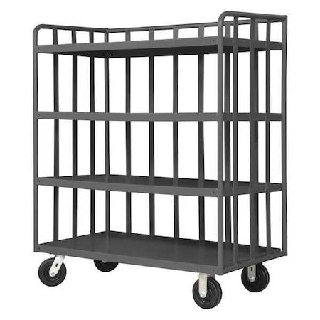 Durham MFG OPT-4824-95 Single-Side-Access Slat-Wall Metal Stock Truck, Steel, 3,600 lb Load Capacity, 4 Shelves