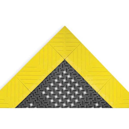 Notrax 620S3636BY Interlocking Drainage Mat, 3 ft L x 3 ft W, 1 in Thickness, PVC, Diamond, Black