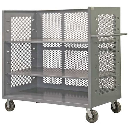 Durham MFG 3ST-EX3672-3AS-95 14 ga. Steel 3 Sided Mesh Stock Cart 2000 lb. Capacity, 78-1/2