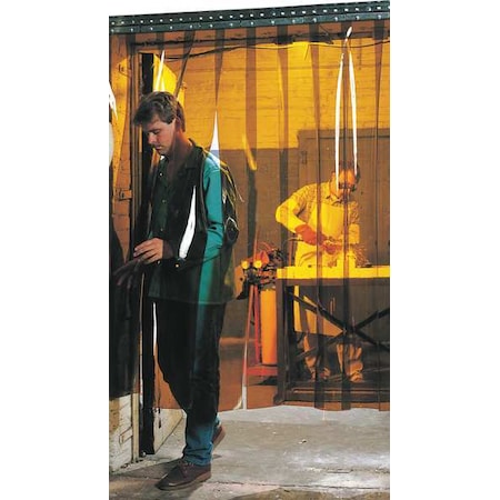 Steiner 83413 Welding Strip Curtain, Transparent PVC, 6 ft. W., 10 ft. H., 72 oz/sq yd, With Grommet, Amber