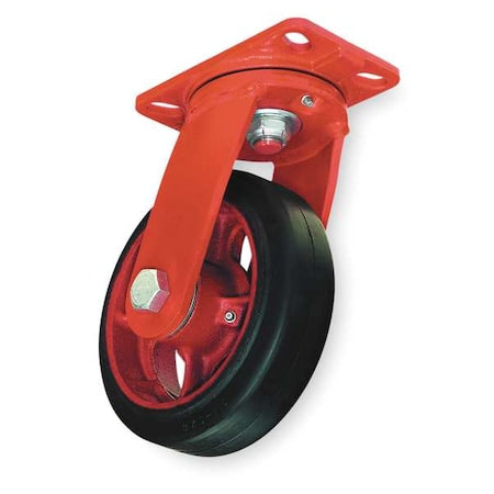 Hamilton S-FM-8RB-4SL-FB Plate Caster, Swivel, Rubber, 8 in., 670 lb.