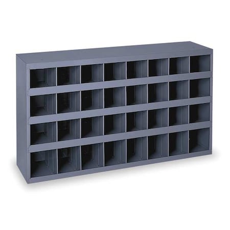 Durham MFG 344-95 Pigeonhole Bin Unit, 33.75 in W x 8.5 in D x 19.25 in H, 32 Compartments, Gray, Steel