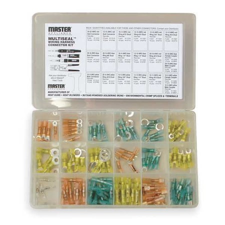 Master Appliance 11824 Wire Connector & Terminal Kit, 10 AWG, 600 V, Polyolefin Insulated, Blue, Clear, Red, Yellow
