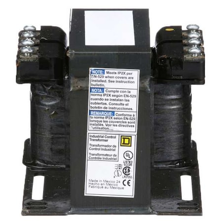 Square D 9070T200D3 Control Transformer, 200 VA, Not Rated, 120V AC, 208V AC
