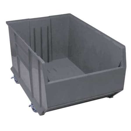 Quantum Storage Systems QRB256MOBGY Mobile Storage Bin, Polypropylene, Gray, 17 1/2 in H, 23 7/8 in W, 41 7/8 in L