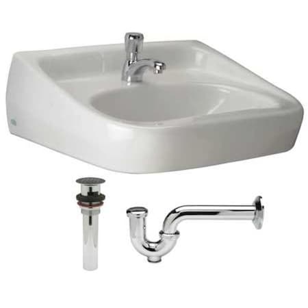 Zurn Z5351.759.1.07.00.00 Wall Mount, 1 Hole, Single Metering Handle, White, Bathroom Sink