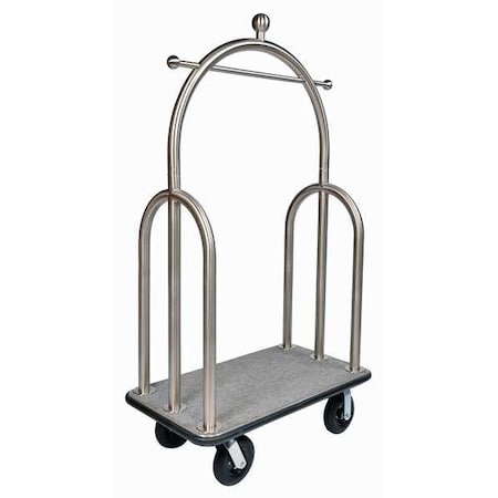 CSL 3599BK-010-GRY Bellmans Cart, Stainlss, Gray Carpet, 2 In.