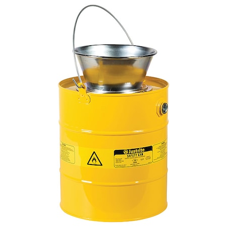 Justrite 10906 Solvent Liquid Disposal Can, 5 gal, Yellow
