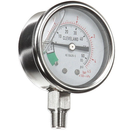 Cleveland KE50429-5 Pressure Gauge, 1-3/8 in H, 2-9/16 in W