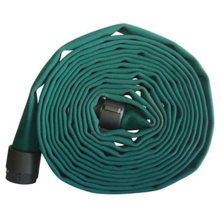 Kuriyama G52H175HDG50N Fire Hose, Double Jacket, 50 ft. Length, 1 3/4 in Hose Inside Dia., EPDM Hose Tube, MNH Fitting A