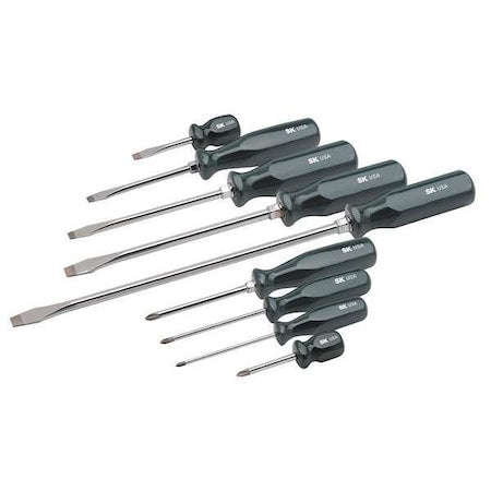 SK Professional Tools 86006 Screwdriver Set, Slotted/Phillips, 9 Pc