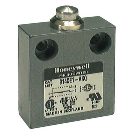 Honeywell 914CE1-6 Limit Switch, Plunger, 1NC/1NO, 5A at 240V AC, Actuator Location: Top