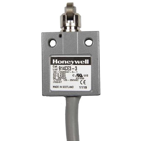 Honeywell 914CE3-6 Limit Switch, Cross Roller, Plunger, 1NC/1NO, 5A at 240V AC, Actuator Location: Top