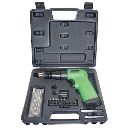 Speedaire 12V744 Air Drill, Industrial, Pistol, 1/4 In.