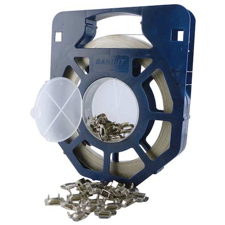Band-IT GR204B Steel Strapping Kit, 1/2 in W, 0.030 in Thick, 100 ft L, 1,500 lb Break Strength, 201 Stainless Steel