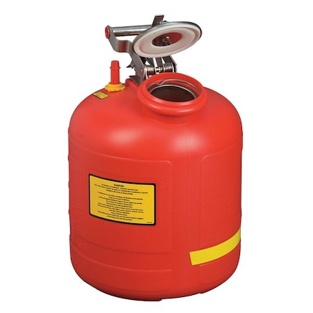 Justrite 14565 Liquid Disposal Safety Can, Polyethylene, 5 gal, Built-In Fill Gauge, Red, Flammables