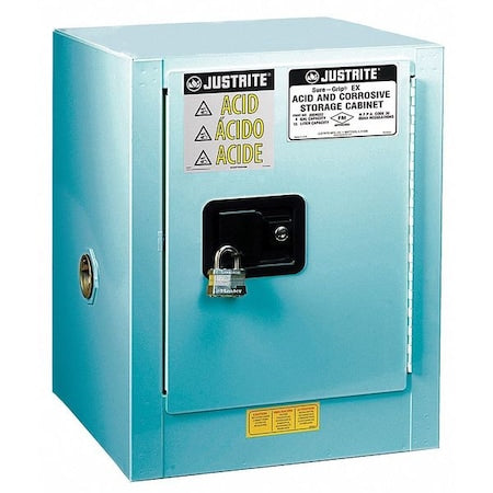 Justrite 8904022 Corrosive Safety Cabinet, 4 gal, 1 Shelves, Steel, 17 in W x 22 in H x 17 in D, Blue