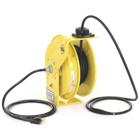 K & H Industries RTBB3L-WW-J12F Cord Reel, Flying Lead, 12 AWG, Yellow Reel Color, 25 ft Length
