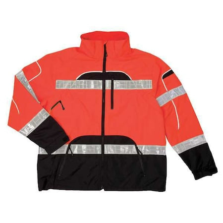 Kishigo RWJ107-4X-5X Rain Jacket, Reflective Piping, Polyester, Class 3 R, Orange, 4XL