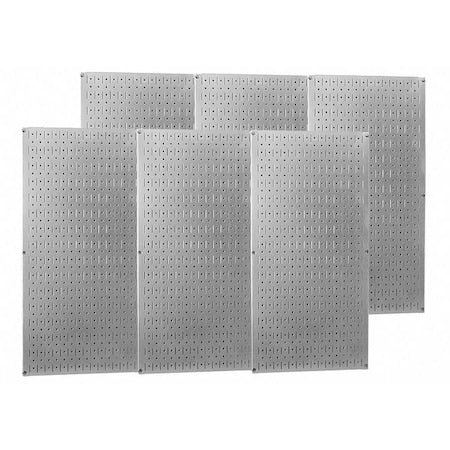 Wall Control 35-P-3296GV Pegboard Panel, Round 1/4 in Holes, 1 in Hole Spacing, 32 in H x 96 in W x 3/4 in D, Silver
