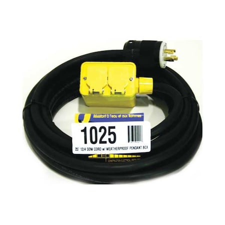 Southwire LIV1025 Extension Cord, 25 ft, 12/4, 20A, SOW, Black