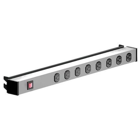 Hergo 46-00050-624 Power Strip, Switched, 15 ft., Gray