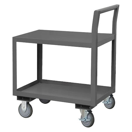 Durham MFG LDO-183040-2-4PU-08T Low-Profile Utility Cart with Lipped & Flush Metal Shelves, Steel, 1,200 lb Load Capacity, 43