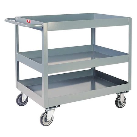 Jamco LN130P500GP Utility Cart with Deep Lipped Metal Shelves, Steel, 1,200 lb Load Capacity, 3 Shelves, 36 in L