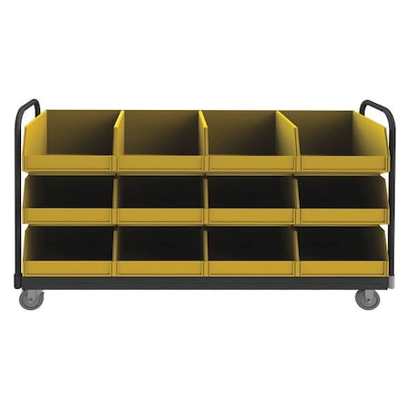 Durham MFG TBR-187847-12B-5PU-95 14 ga. Steel, Plastic (Bins) Horizontal Rack-Style Bin Cart, 77-5/16