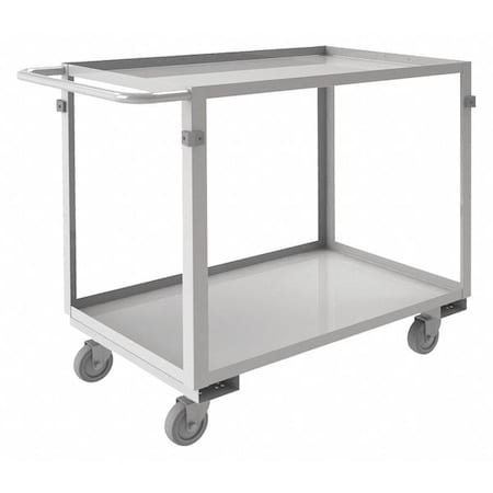 Durham MFG SRSC2016302ALU4PU Corrosion-Resistant Utility Cart with Lipped Metal Shelves, Stainless Steel, 600 lb Load