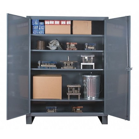 Durham MFG HDC-243678-4S95 Shelving Storage Cabinet, 78 in H, 36 in W, 24 in D, Swing, Keyed, Gray, 4 Shelves, 0 Drawers