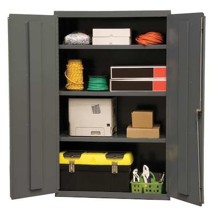 Durham MFG 2601-3S-95 Shelving Storage Cabinet, 60 in H, 36 in W, 18 in D, Swing, Keyed, Gray, 3 Shelves, 0 Drawers