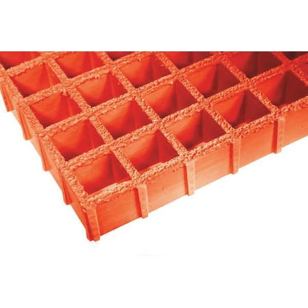 Fibergrate 263605 Fiberglass Molded Grating, 144 in Span, Grit-Top Surface, Vi-Corr Resin, Orange