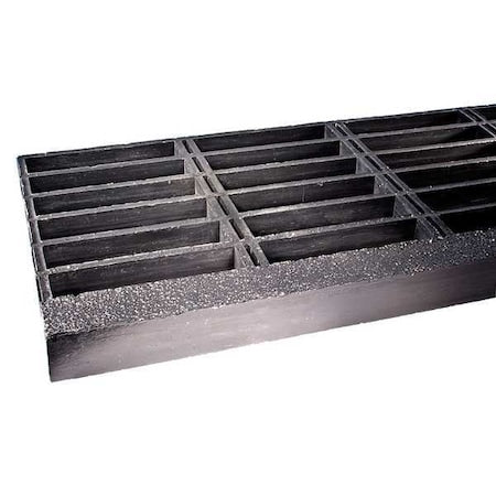 Fibergrate 264851.06 Fiberglass Bar Stair Tread, Meniscus with Grit Nosing Surface, Corvex Resin, Dark Gray