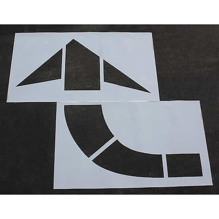 RAE STL-116-5010 Pavement Stencil, Symbol, MUTCD Curved Arrow, 96 in Character Height, Not Applicable Font, Clear