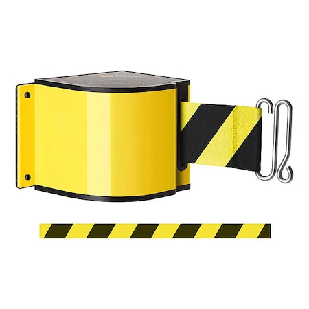 Lavi Industries 50-3016M/YL/18/SF Warehouse Quick Mount Retractable Belt Barrier, Yellow, 18 ft Length, No Legend, Powder