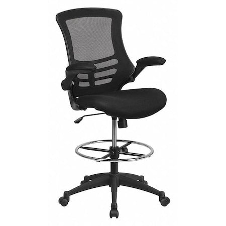 Flash Furniture BL-X-5M-D-GG Mesh Drafting Chair, Padded Flip-up, Back, Seat, Frame: Black