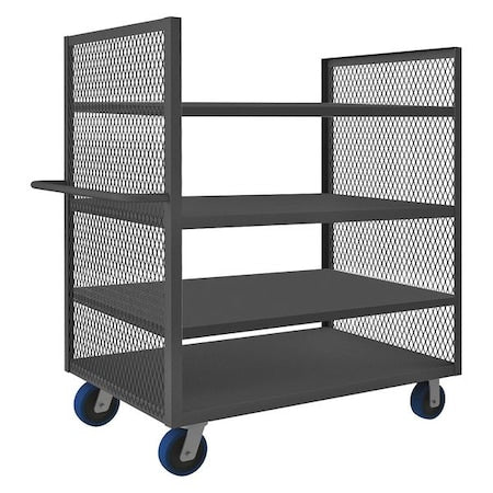 Durham MFG 2SPT-EX3060-4-2K-6PU-95 14 ga. Steel 2 Sided Mesh Stock Cart 2000 lb. Capacity, 66-1/2