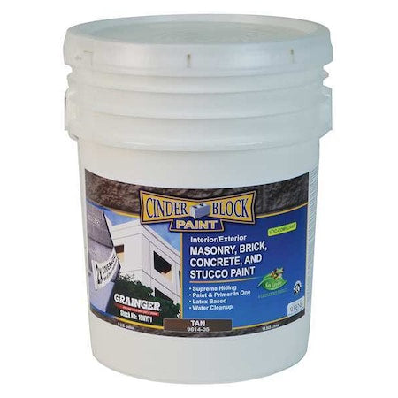 RAE 9614-05 Exterior Paint, Flat, Water Base, Tan, 5 gal
